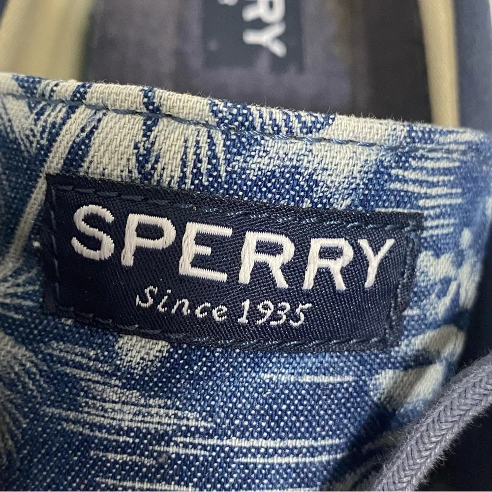 Sperry Blue & White Tropical Print Top Siders Boat Shoes - New - Men’s 11